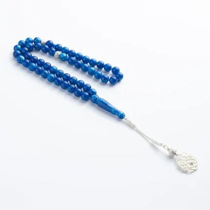 مسبحة لؤلؤة زرقاء فضية